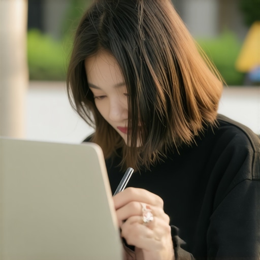 Artist with Creative Laptop Artist working on a high-resolution touchscreen laptop with stylus support outdoors