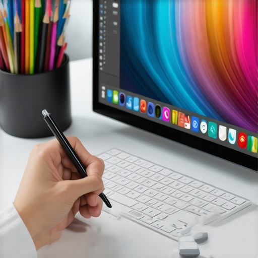 Modern digital artist workspace with high-res display and stylus