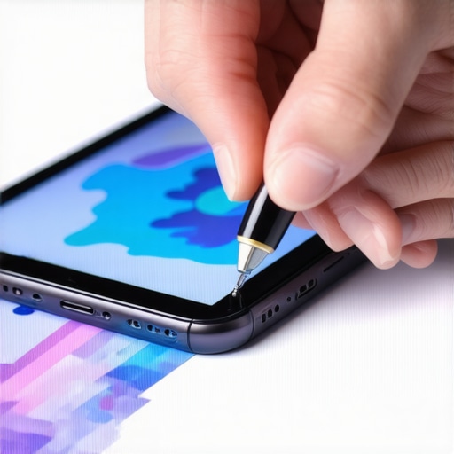 Close-up of a stylus drawing on a high-resolution OLED screen showing vibrant digital artwork
