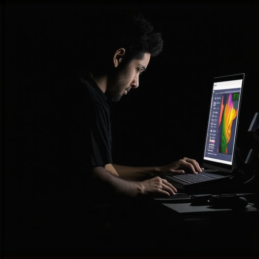 Artist maintaining their digital art setup with cleaning and backup tools.