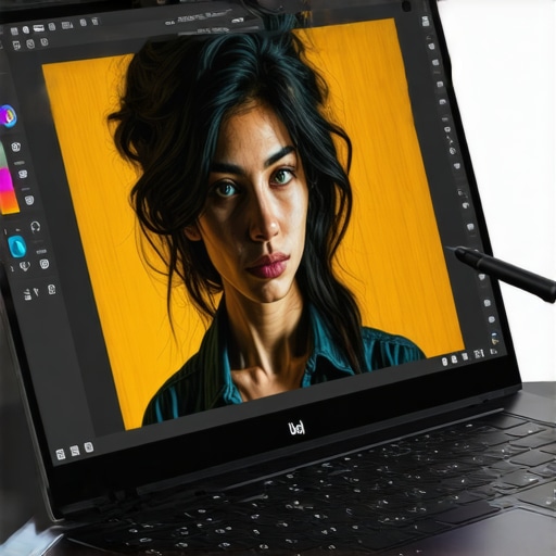 Best High-Res Display for Digital Artists Laptop with stylus displaying detailed digital art on a vibrant high-res screen.