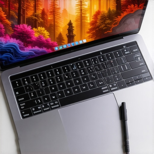 High-Res Creative Laptop with Stylus A modern high-res touchscreen laptop with stylus pen used for digital art creation