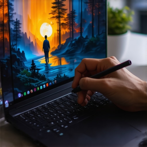 High-Res Display Laptop with Stylus for Digital Art Laptop with 4K display and stylus creating detailed digital artwork