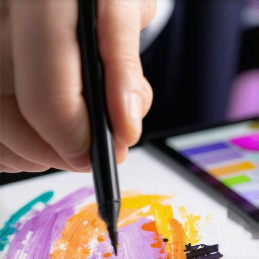 Artist drawing with advanced stylus on OLED display showcasing vibrant colors and high contrast.