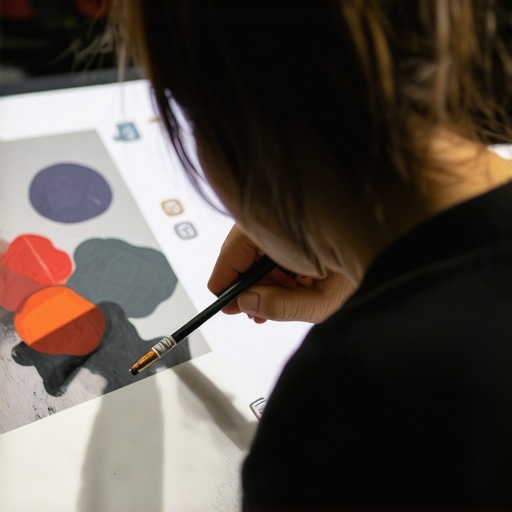 Artist calibrating stylus to optimize responsiveness on a high-resolution display.