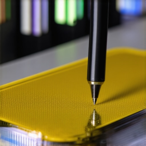 Expert calibrating stylus on a high-res nano-glass screen for digital art